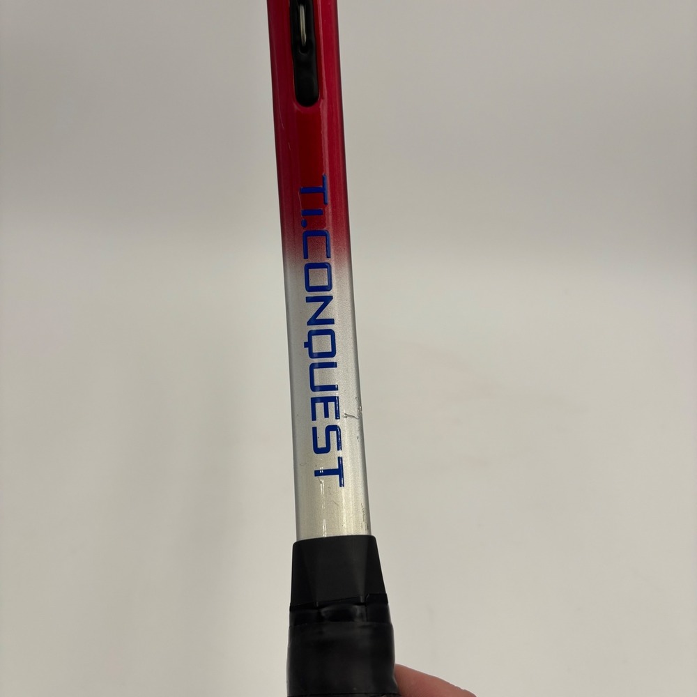 Head Ti.Conquest Tennis Racquet Unisex 4 1/4 Red Blue Excellent Titanium Nano - Picture 6 of 8